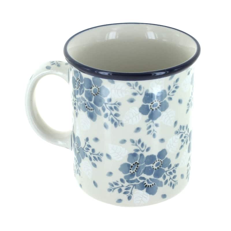 Blue Rose Polish Pottery 236 Ceramika Artystyczna Small Coffee Mug - Blue Fleur
