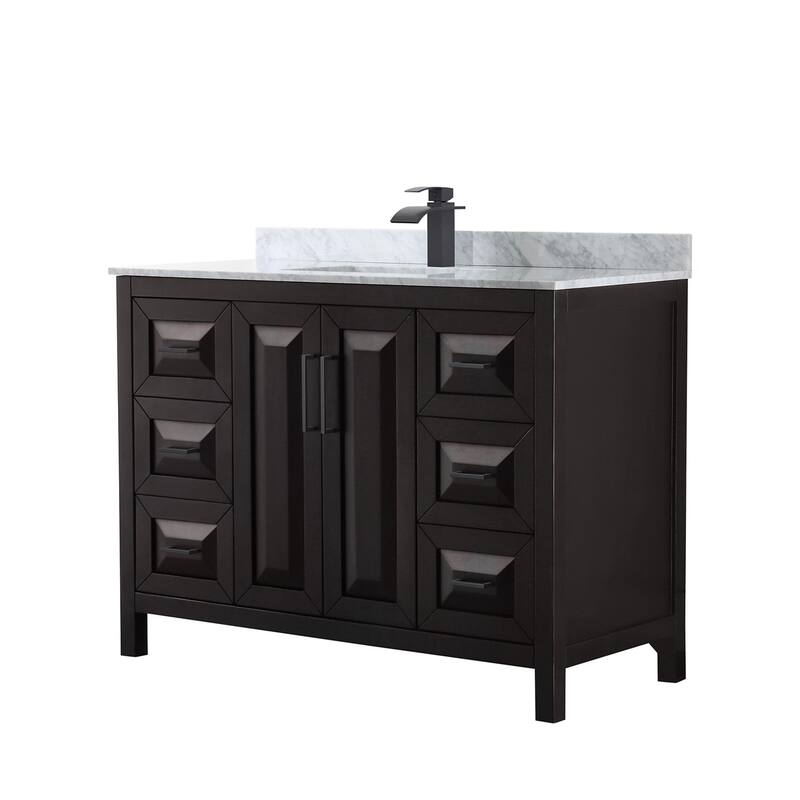 Wyndham Collection Daria 48" Free Standing Single Vanity Set with MDF - Dark Espresso / White Carrara Marble Top / Matte - Espresso Finish
