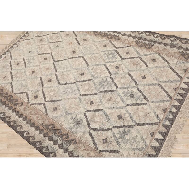 LoomBloom Southwestern Beige Oriental Area Rug in Kilim 100% Wool - 5' 3'' x 7' 7''
