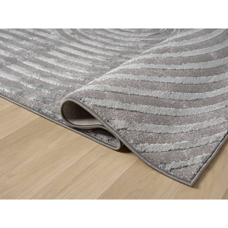 Mila Collection Geometric Grey Contemporary Area Rug