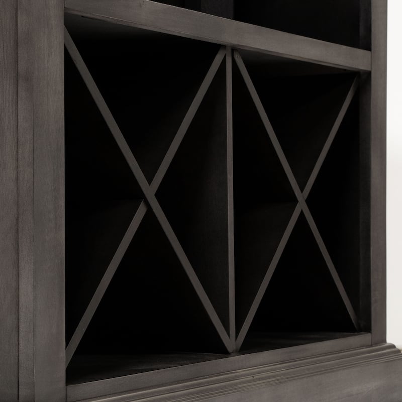 Groenlo Transitional Grey Solid Wood Multi-Storage Standing Bar with Molded Details by Copper Grove