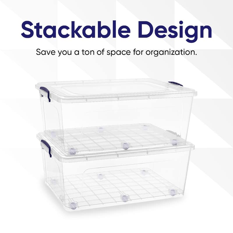 Superio Wheeled Clear Storage Container with Lid - 60 qt