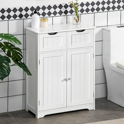 kleankin Freestanding Bathroom Storage Cabinet, Floor Cupboard with 2 Drawers, Adjustable Shelf