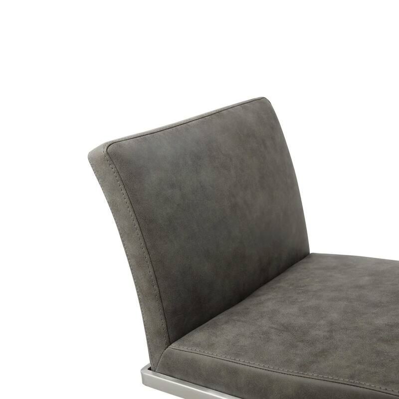 Small Contemporary Faux Leather Bar Stool with Upholstery Adjustable and Footrest Support - 18"L X 16.5"W X 31-41"H