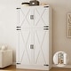 preview thumbnail 22 of 22, Rackcog Wooden Wardrobe with Barn Doors, Farmhouse Closet Storage Cabinet with Hanging Rod