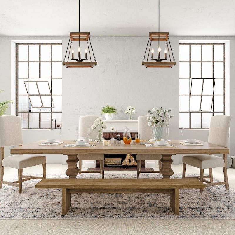The Gray Barn Modern Farmhouse 4-Light Chandelier Metal Pendant Lights for Dining Room - W16"xH17"