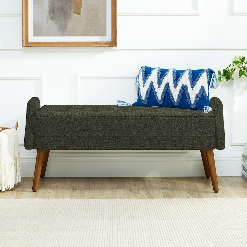 Green Corridor Bench Hallway Bench End of Bed Bench with Wood Legs, Rustic Makeup Bench Vanity Bench Dining Bench