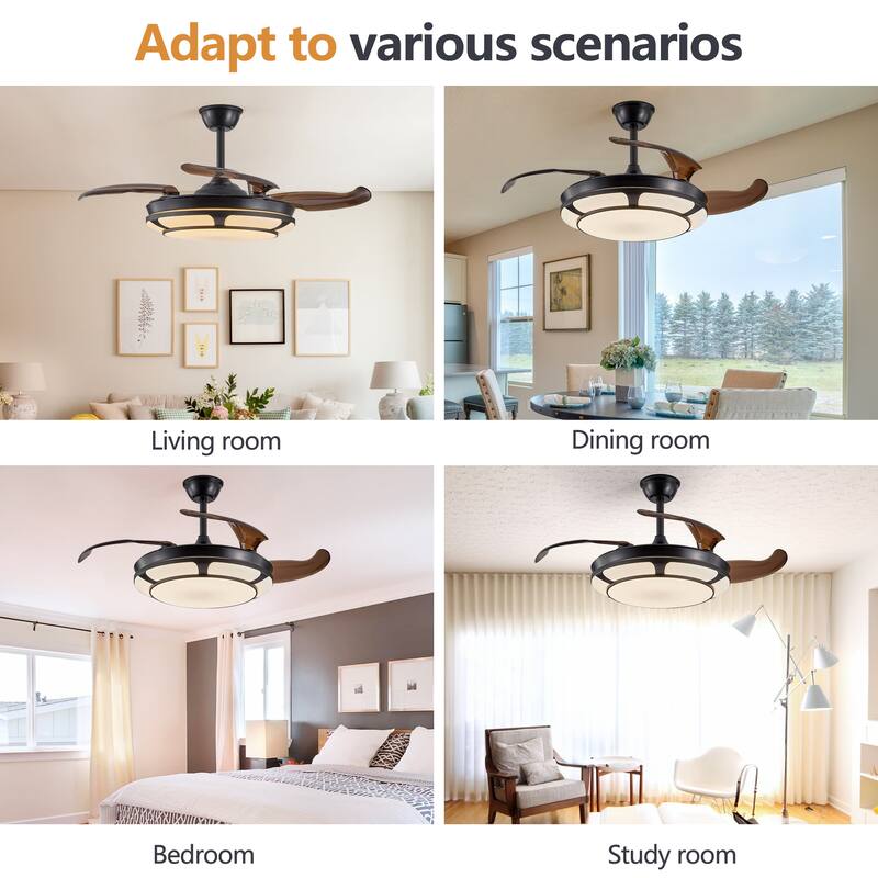 Modern Minimalist Invisible Ceiling Fan Light Retractable Fan for Living Room, Bedroom and Dining room