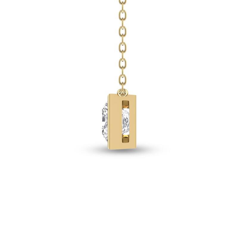 Marquee Lab Grown 1/2 Carat Princess Cut Bezel Set Diamond Solitaire Pendant in 14K Yellow Gold