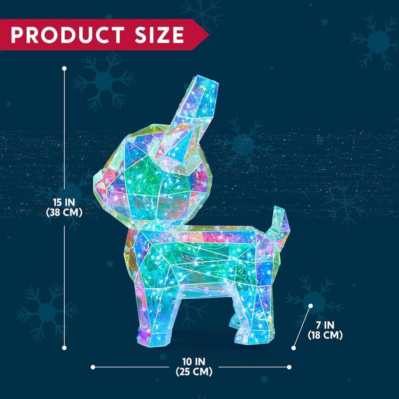15 in Prismatic Iridescent Decorations, Prismatic Christmas Decor, 100 LED Cool White Lights