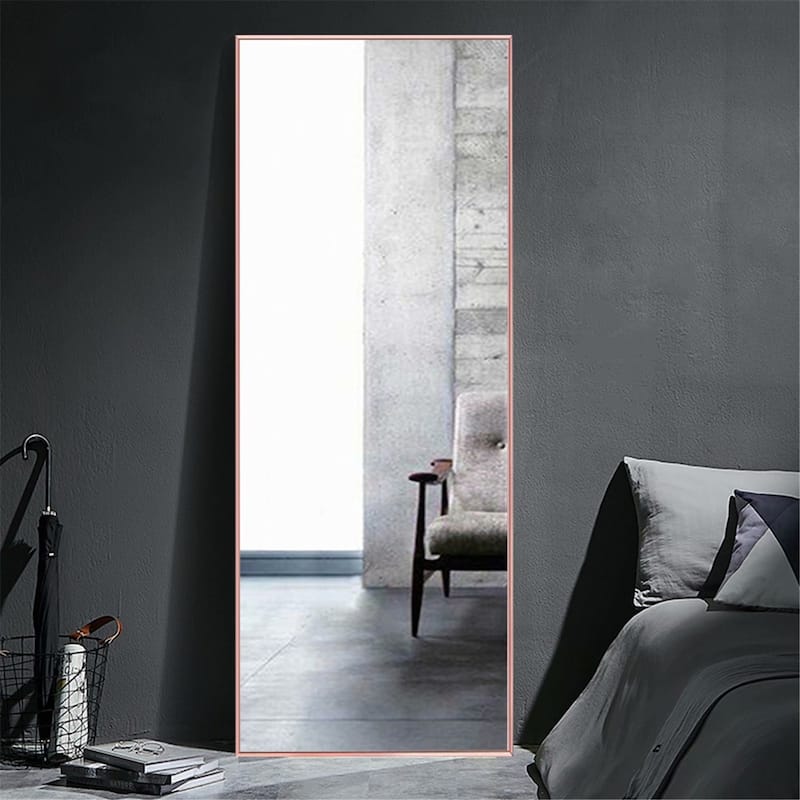 Aluminum Alloy Full Length Floor Mirror - 64''x21'' - PINK GOLD