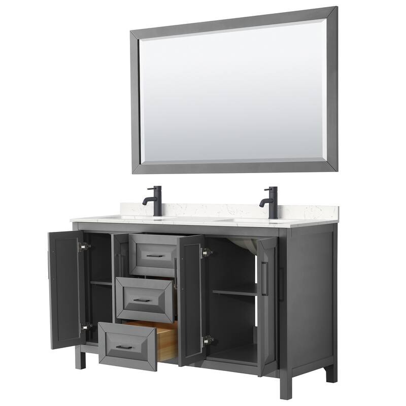 Daria 60 Inch Double Vanity, Cultured Marble Top, 58 Inch Mirror