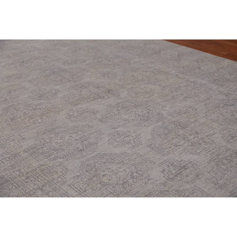 Hand Knotted Oriental 100% Wool Carpet Transitional All-Over Greys & Charcoal Oushak Area Rug - 8' 10'' X 6' 1''