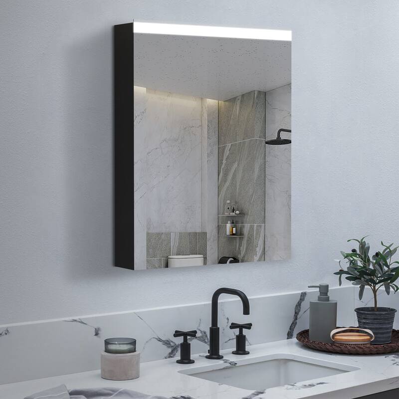 Bathroom LED Rectangular Aluminum Surface Mount Medicine Medicine Cabinet With Adjusted Glass shelves