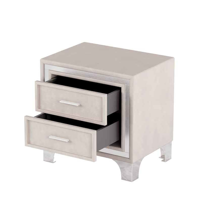 3-Pieces Bedroom Sets with Queen Size Upholstered Platform Bed and Two Nightstands
