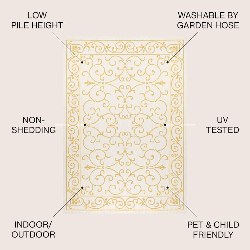 JONATHAN Y Filigree Textured Weave Indoor/Outdoor Area Rug