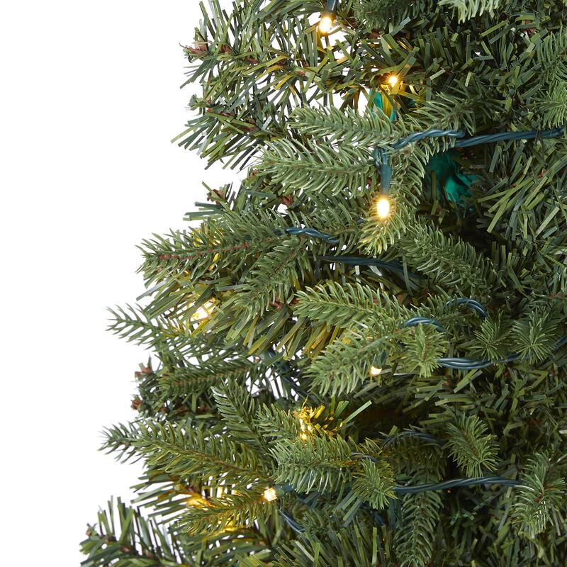 4' Pre-Lit Vermont Fir Artificial Christmas Tree, Warm Clear LED Lights - 4 Foot