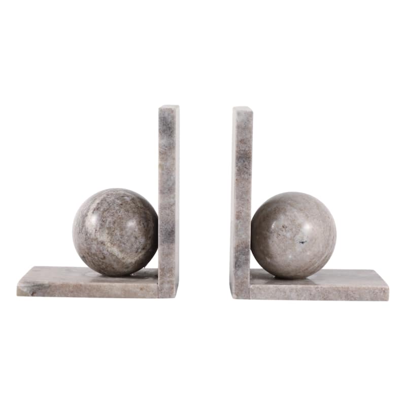 Decorative Bookends with Ball Orbs Accent - Set of 2, 6", Tan - 6.25"