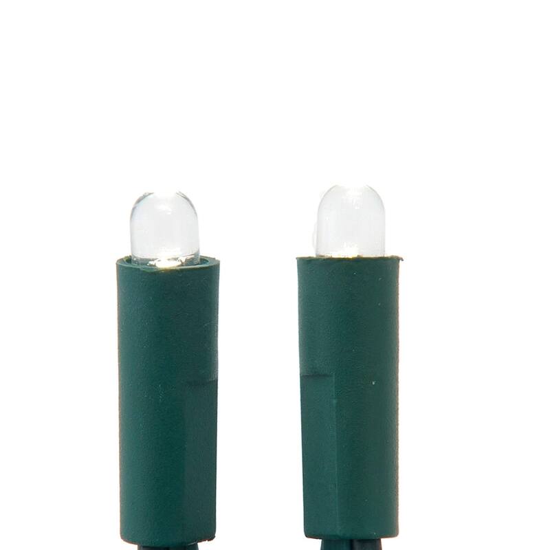 Kurt Adler 25.5-Foot UL 50-Light Convex Pure White 5MM LED Green Wire Light Set