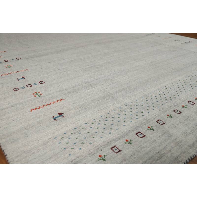 Hand Knotted Oriental 100% Wool Carpet Tribal Tribal Greys & Charcoal Gabbeh Area Rug - 9' 9'' X 8' 0''