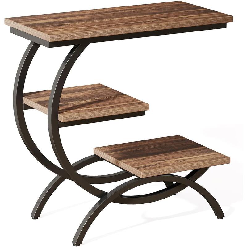 C-Shaped End Table, 3-Tier Small Side Table