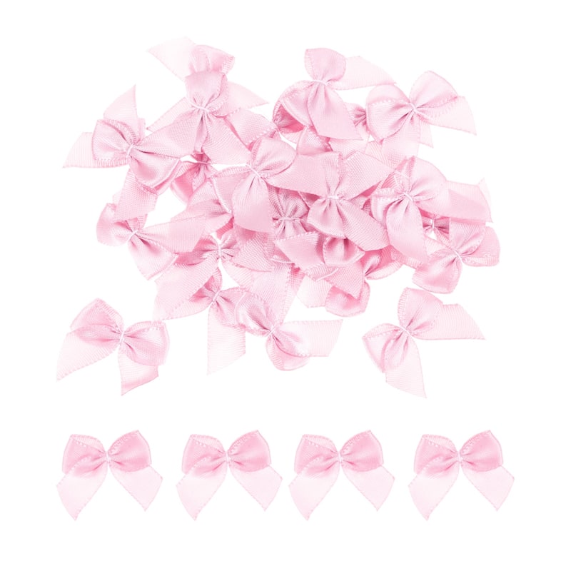 60Pcs Mini Ribbon Bow 1" Mini Fabric Satin Ribbon Flower Bows Craft