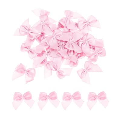 60Pcs Mini Ribbon Bow 1" Mini Fabric Satin Ribbon Flower Bows Craft
