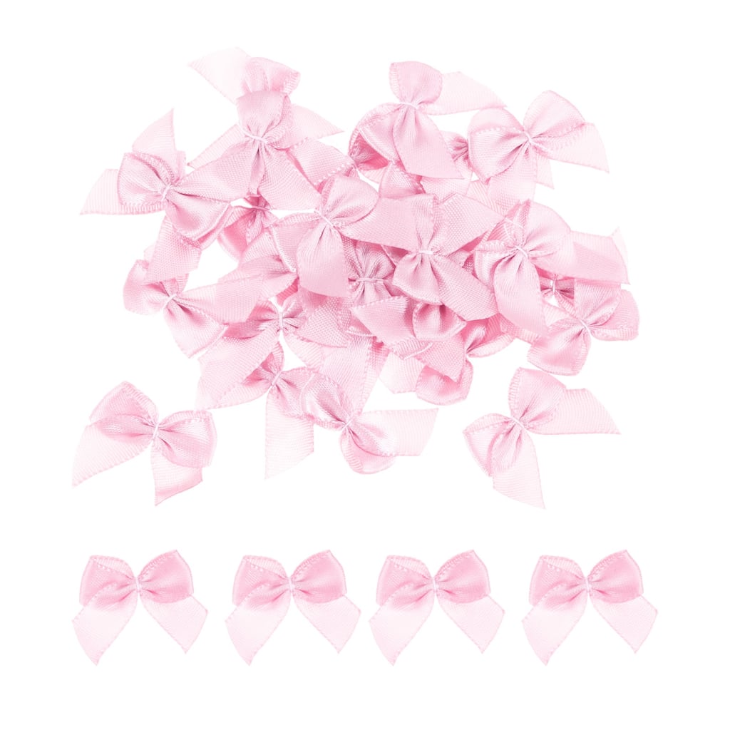 60Pcs Mini Ribbon Bow 1" Mini Fabric Satin Ribbon Flower Bows Craft