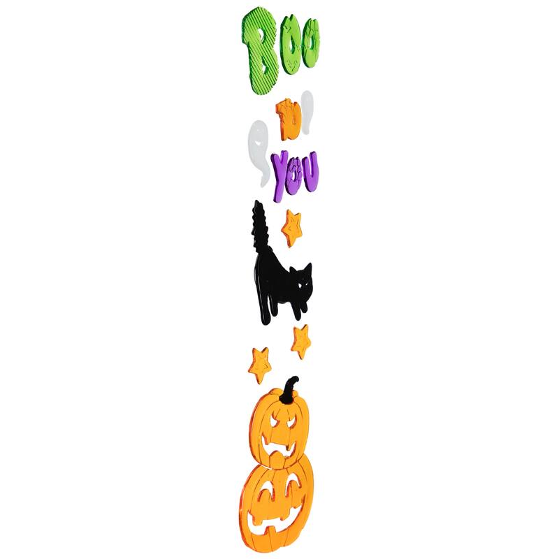 14-Piece Green and Orange Boo To You Halloween Gel Window Clings