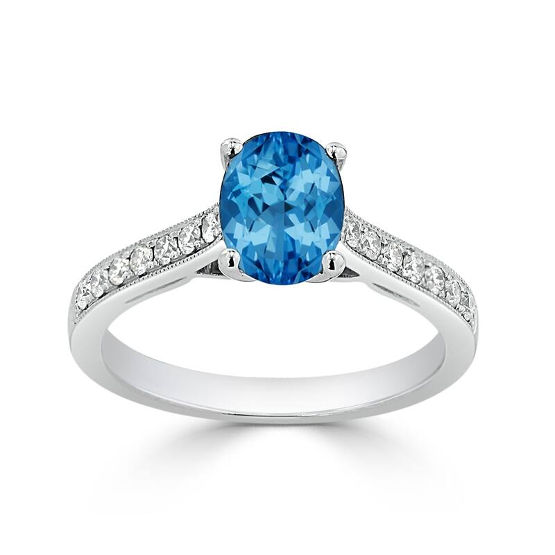 Auriya 1 1/5ct Fancy Oval Swiss Blue Topaz and Diamond Engagement Ring 1/4ctw 14k Gold