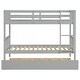 preview thumbnail 54 of 70, Twin Over Twin Rubber Wood Bunk Bed with Trundle, Convertible into 2 Twin Size Beds,with Ladder and Safety Guardrails