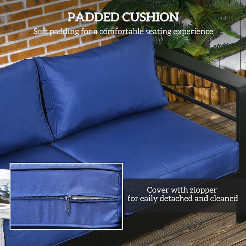 Outsunny 69" Modern Patio Furniture with Thick Padded Cushions, 3 Seater Aluminum Outdoor Sofa with Wide Armrests, Garden