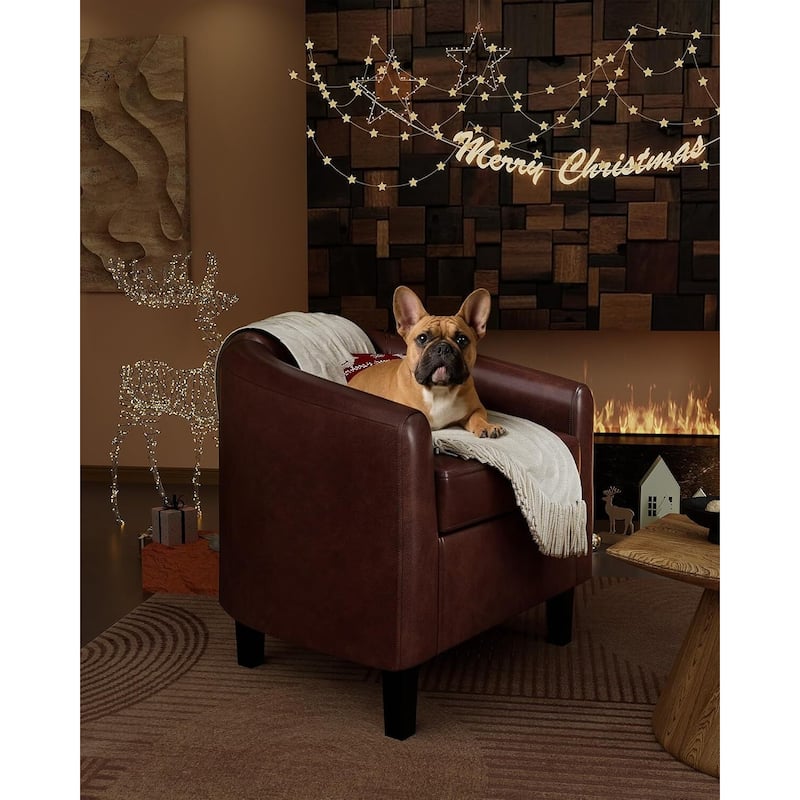 Faux Leather Sofa Accent Chair for Living Room Bedroom Reading Room