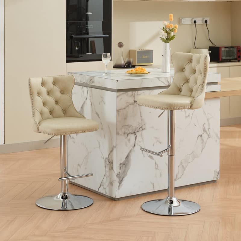 Swivel Foam Barstools Adjusatble Seat Set of 2