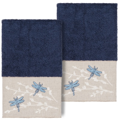 Authentic Hotel and Spa 100% Turkish Cotton Braelyn 2PC Embellished Hand Towel Set
