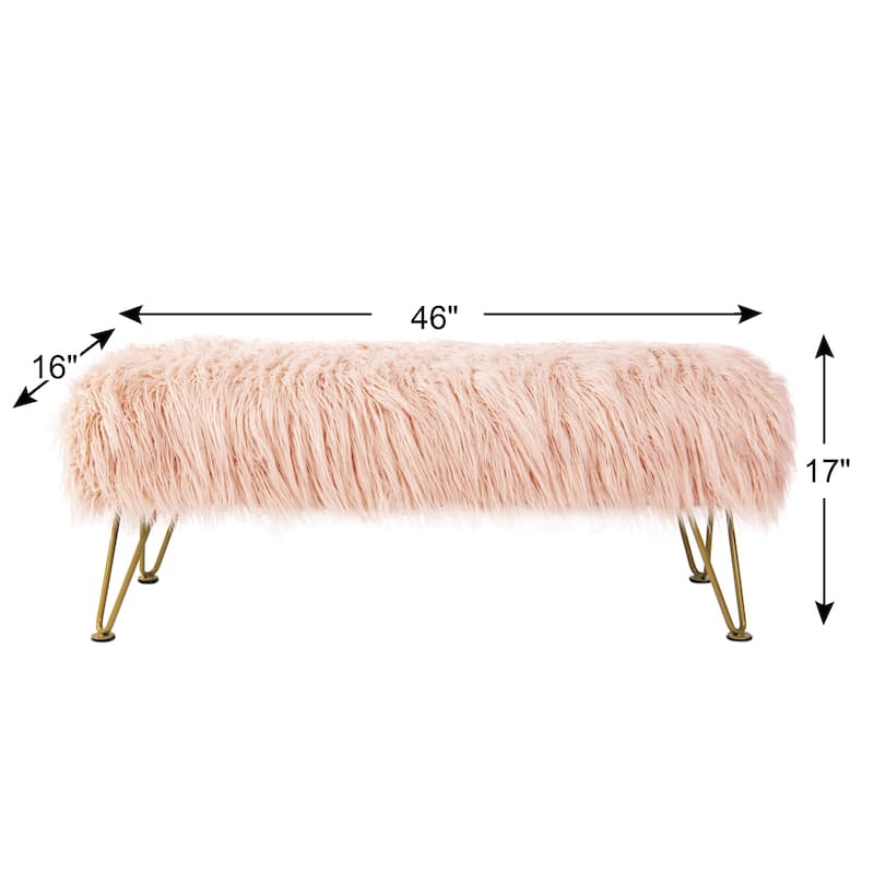 Home Soft Things Mongolian Ottoman Bench with Gold Metal Legs
