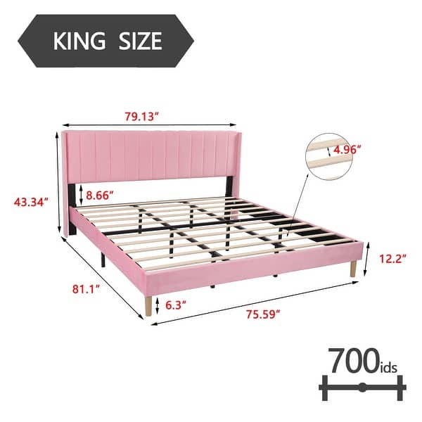 dimension image slide 2 of 34, Alazyhome Upholstered Platform Bed Frame