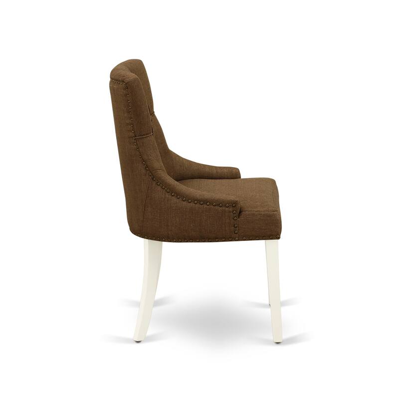 East West Furniture Dining Set Contains a Rectangle Dining Room Table and Linen Fabric Chairs, (Pieces & Finish Options)