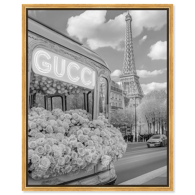 Dreamy Fashion Bus Noir Canvas by Art Remedy - 20" x 24" - Gold