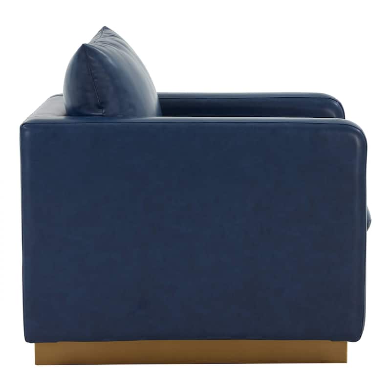 LeisureMod Nervo Modern Leather Accent Arm Chair With Gold Base - 32.75