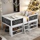 preview thumbnail 1 of 7, Twin Size Loft Bed With 2 Shelves,Ladder,Guardrail Chalkboard for Home White