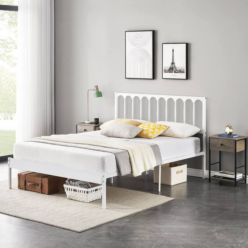 Metal Queen Size Modern Bed Frame Platform Mattress Foundation