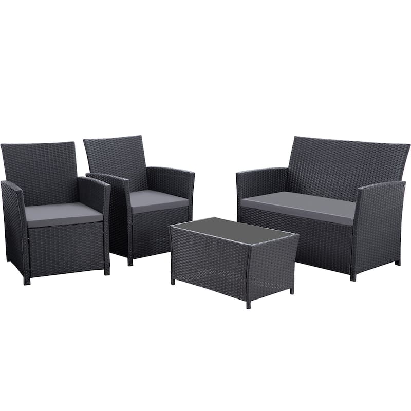 4 Piece Outdoor PE Wicker Furniture Set
