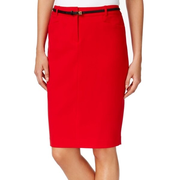 calvin klein red pencil skirt