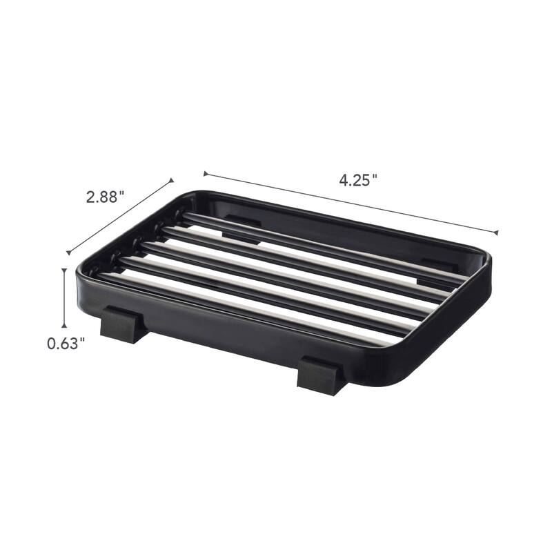 Yamazaki Home Slotted Soap Tray, Steel - L 2.95 x W 4.33 x H 0.47 inches