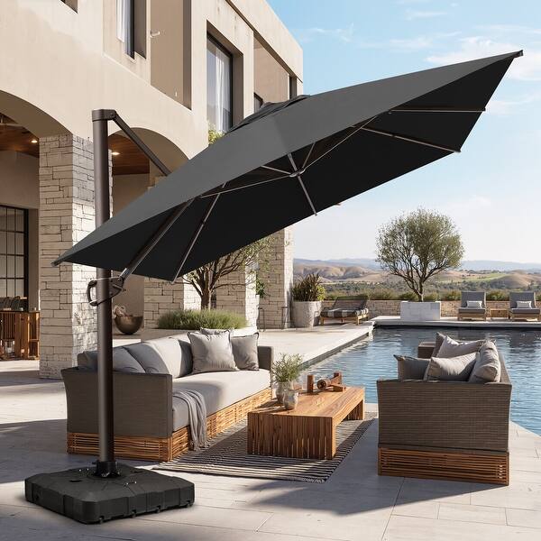 13x10 ft Aluminum Cantilever Patio Umbrella with Base | Pellebant Red / No Base 13x10 ft Aluminum Cantilever Patio Umbrella with Base | Pellebant Red / No Base