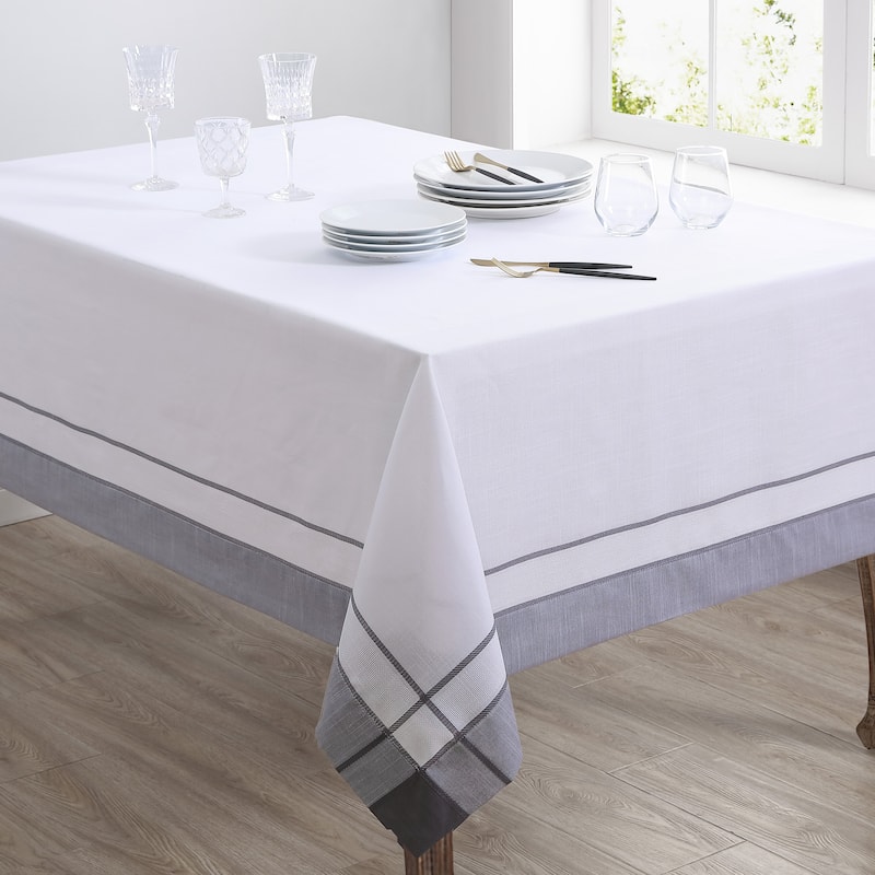 Classic Border Detail Tablecloth with Clean Tailored Edges, Soft Durable Fabric for Refined Everyday Dining