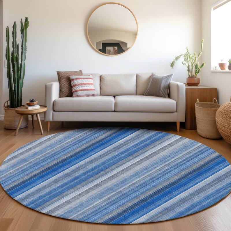 Elle Stripe Weather Resistant Timeless Fusion Outdoor Rug