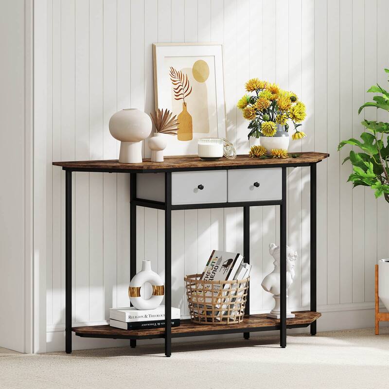 Costway 51" Console Table with 2 Drawers Open Storage Shelf 2-Tier - See Details