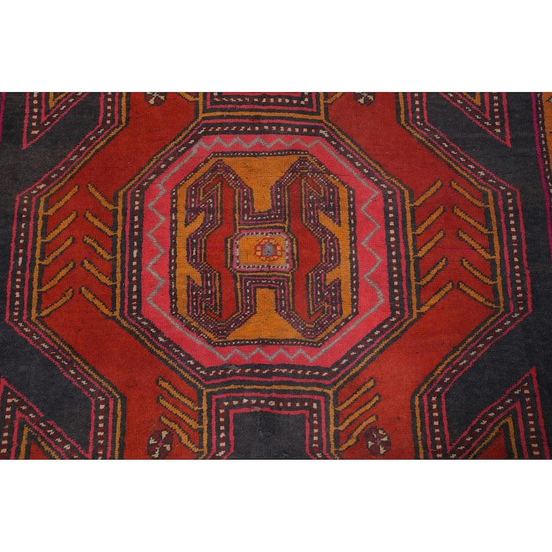 Hand Knotted Oriental 100% Wool Carpet Traditional Tribal Red Meshkin Area Rug - 10' 0'' X 4' 9''